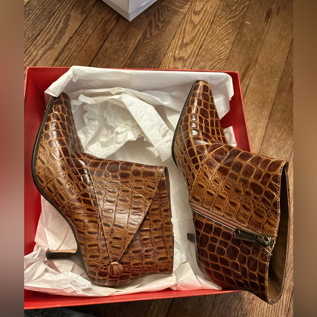 Brown Crocodile Heeled Boots Brown Crocodile Heeled Boots